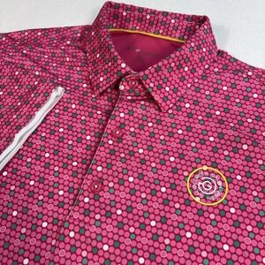 Galvin Green Moore Ventil8 Plus Golf Polo‎ Men's L Pink Colorful Dots Stretch